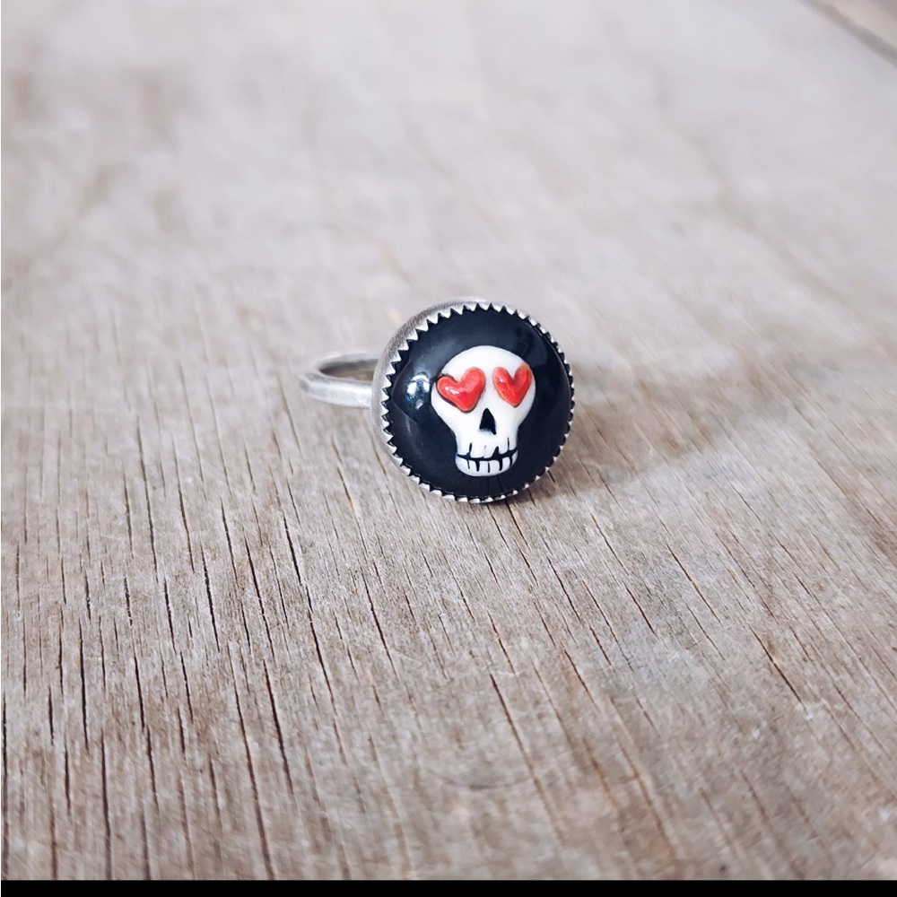 Child of Wild Black and Red Skull Ring for Kids